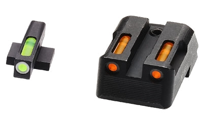 Hi-Viz, LiteWave H3 Tritium/Litepipe Night Sights, Fits All Kimber 1911 Models with Fixed Sights, Green Front w/White Front Ring, Orange Rear, Does Not Fit Kimber Micro