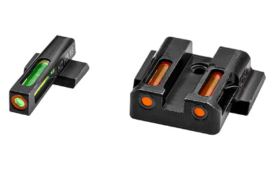 Hi-Viz, LiteWave H3 Tritium/Litepipe Night Sights, Fits M&P Shield 9MM, 40S&W and 45 Calibers, Green Front w/White Front Ring, Orange Rear
