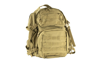 NcSTAR, Tactical Backpack, 18" x 12" x 6" Main Compartment, Nylon, Tan, Adjustable Shoulder Straps, Exterior PALS/ MOLLE Webbing, Hydration Bladder Compatible
