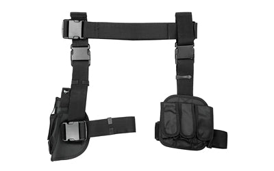 NcSTAR, Drop Leg Holster & Mag Pouch, Triple Magazine Pouch, Right Hand, Black, Nylon