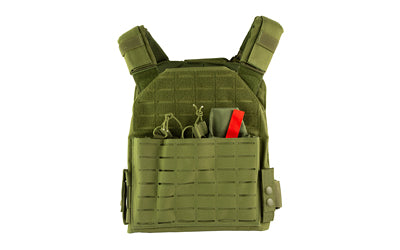 NcSTAR, Laser Cut Plate Carrier, Green, Size Medium-2XL, Laser Cut MOLLE Slots, Kangaroo Pouch, Fits 10"x12" Hard Plates