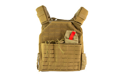 NcSTAR, Laser Cut Plate Carrier, Tan, Size Medium-2XL, Laser Cut MOLLE Slots, Kangaroo Pouch, Fits 10"x12" Hard Plates