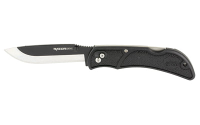 Outdoor Edge, Razor Onyx, Folding Knife, Plain Edge, 3.5" Blade Length, Includes (3) Drop Point Blades, Matte Finish, Black Grivory Scales