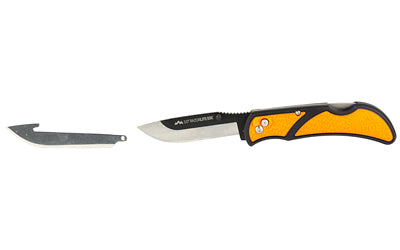 Outdoor Edge, Razor EDC Lite, Folding Knife, Plain Edge, 3" Blades, 420J2 Stainless Steel, Orange and Black Handle, Includes (4) Drop Point Blades