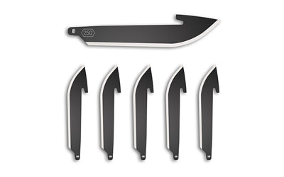 Outdoor Edge, Razor EDC Blades, Plain 2.5" Blades, Drop Point, 420J2 Stainless Steel, Black Oxide Finish, 6 Pack