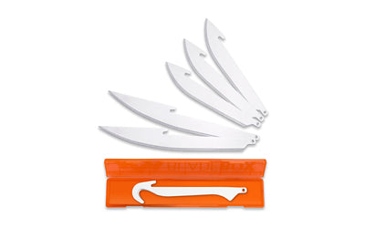 Outdoor Edge, Razor Safe Replacement Blades, Plain Edge, 20J2 Stainless Steel, (3) 3.5" Drop Point Blades, (2) 5" Boning/Fillet Blades, and (1) Gutting Blade