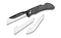 Outdoor Edge, Razorwork, Folding Knife, Plain Edge, 3" Blades, Black Oxide Finish, 420J2 Stainless Steel, Gray Handle, Includes (2) Utility Blades and (1) Drop Point Blade