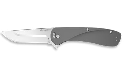 Outdoor Edge, Razor VX1, Folding Knife, Plain Edge, 3" Blade Length, 7.3" Overall Length, 420J2 Stainless Steel, Includes (2) Standard Plain Edge and (1) Partially Serrated Blade, Anodized Gray Finish, Aluminum Scales, Stainless Steel Blade Holder
