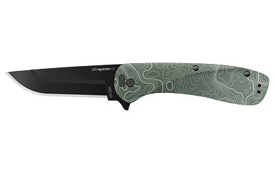 Outdoor Edge, Razor VX1, Folding Knife, Plain Edge, 3" Blade Length, 7.3" Overall Length, 420J2 Stainless Steel, Includes (2) Standard Plain Edge and (1) Partially Serrated Blade, Anodized Green Finish, Aluminum Scales, Stainless Steel Blade Holder