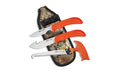 Outdoor Edge, Wild Guide, Fixed Blade Knife Set, Plain Edge, 420J2 Stainless Steel, Orange Handle, Includes (1) Caper Knife, (1) Skinner Knife, (1) Bone Saw, and Nylon Sheath