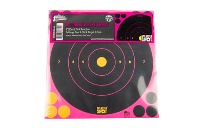 Pro-Shot Products, Splatter Shot, 8" Bullseye, Adhesive Target, 6 Pack, Pink/Black