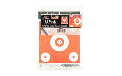 Pro-Shot Products, Bullseye Target, 6" Bullseye, 8.5"x 11", 12 Pack, Orange/White