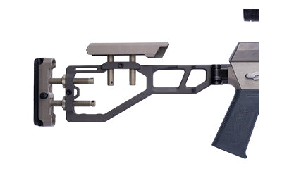 Q, Fix Stock, Fully Adjustable Stock and Cheek Riser, Black/Gray and Clear Anodized Finish, Fits Q The Fix, Product Finishes, Shade Variations and Other Imperfections Are Normal Due to the Manufacturing Process