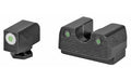 Rival Arms, Tritium 3 Dot Front/Rear Green Night Sight, Fits Glock 17/19, White Front Sight Ring, Black Nitride Quench-Polish-Quench (QPQ) Finish