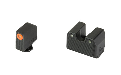 Rival Arms, Tritium 3 Dot Front/Rear Green Night Sight, Fits Glock MOS 17/19, Orange Front Sight Ring, Black Nitride Quench-Polish-Quench (QPQ) Finish
