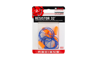 Radians, Resistor Foam Earplugs, NRR-32, 3 Pair, Orange