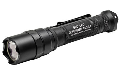 Surefire, E2D LED Defender Ultra Flashlight, Dual-Output LED, 1000 Lumens, Dual-output Tailcap Click Switch, Strike Bezel, 2x CR123 Batteries, Black