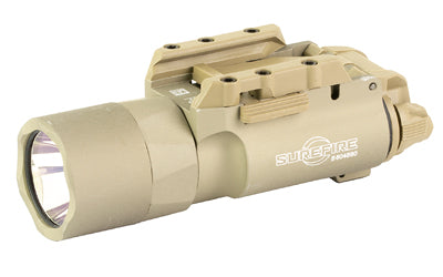 Surefire, X300-A Turbo, Weapon Light, White LED, 650 Lumens, Fits Picatinny and Universal, 66,000 Candela, Lever Latch Attachment, For Pistols, Matte Finish, Tan