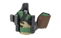 Safariland, INCOG-X, Joint Collaboration with Haley Strategic, Inside the Waistband Holster, Fits Glock 17/19, Integrated Magazine Caddy, Microfiber Suede Wrapped Boltaron Construction, Woodland Camo, Right Hand