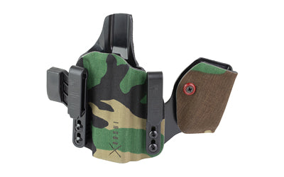 Safariland, INCOG-X, Joint Collaboration with Haley Strategic, Inside the Waistband Holster, Fits Glock 17/19, Integrated Magazine Caddy, Microfiber Suede Wrapped Boltaron Construction, Woodland Camo, Right Hand