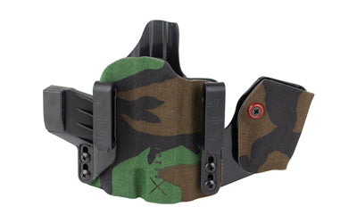 Safariland, INCOG-X, Joint Collaboration with Haley Strategic, Inside the Waistband Holster, Fits SIG P365/X/XL with Light, Integrated Magazine Caddy, Microfiber Suede Wrapped Boltaron Construction, Woodland Camo, Right Hand