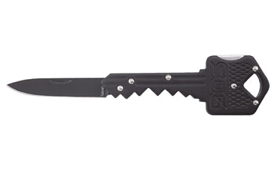 SOG Knives & Tools, Folding Key Folding Knife, 1.5" Straight Edge DropPoint, Black Stainless Steel Handle, 420J2 Steel, Satin Finish, Black