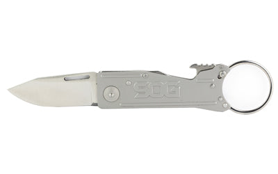 SOG Knives & Tools, KeyTron, Folding Knife, 1.8" Straight Edge Clip Point, Black Kraton Handle, 5Cr15MoV Steel, Satin Finish, Gray