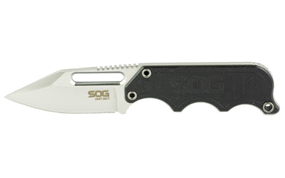 SOG Knives & Tools, Instinct, Fixed Blade Knife, 2.3" Straight Edge Clip Point, Black Stainless Steel and G10 Handle, 5Cr15MoV Steel, Satin Finish, Silver, Includes Hard Molded Nylon