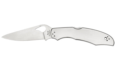 Spyderco, Byrd, Cara Cara 2, 3.75" Folding Knife, Clip Point, Plain Edge, 8Cr13MoV/Satin, Stainless, Oval Thumb Hole/Pocket Clip