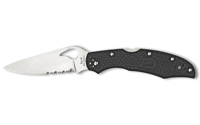 Spyderco, Byrd, Cara Cara 2, 3.75" Folding Knife, Clip Point, Combo Edge, 8Cr13MoV/Satin, Black, Oval Thumb Hole/Pocket Clip