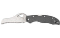 Spyderco, Gooney, Folding Knife, 3.44" Hawkbill/Sheepsfoot Blade, SpyderEdge, 9Cr18MoV Blade Steel, 7.71" Overall Length, Back Lock, Satin Finish, Silver Blade, Gray G-10 Handle