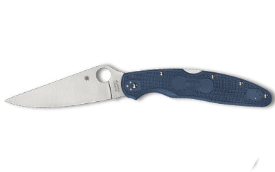 Spyderco, Police 4 Lightweight, Folding Knife, 4.38" Drop Point Blade, 9.97" Overall Length, CPM SPY 27 Blade Steel, Plain Edge, Satin Finish, Silver, Blue FRN Handle, Back Lock