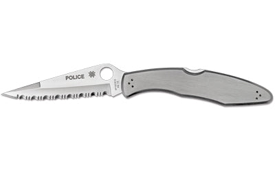 Spyderco, Police, 4.125" Folding Knife, Clip Point, SpyderEdge Edge, VG10/Satin, Stainless, Circle Thumb Hole/Pocket Clip