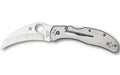 Spyderco, Harpy Clipit, Folding Knife, 2.75" Hawkbill Blade, 6.63" Overall Length, VG-10 Stainless Blade Steel, Plain Edge, Satin Finish, Silver, Silver Stainless Handle, Back Lock