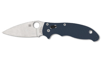 Spyderco, Manix 2, Folding Knife, 3.37" Drop Point Blade, CPM SPY27 Blade, 8" Overall Length, Ball Bearing Lock, Satin Finish, Silver Blade, Blue G-10 Handle
