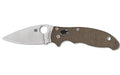 Spyderco, Manix 2, Folding Knife, Plain Edge, Brown Canvas Micarta Handle, Satin Finish, Silver, 3.37" Blade Length, CPM CRU-WEAR Steel