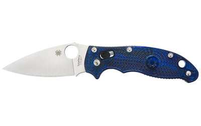 Spyderco, Manix 2, 3.37" Folding Knife, Drop Point, Plain Edge, CTS BD1N, Translucent Blue FRCP, Circle Thumb Hole/Pocket Clip