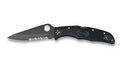 Spyderco, Endura 4, Lightweight, 3.375" Folding Knife, Clip Point, Combo Edge, VG10/Black, Black FRN, Circle Thumb Hole/Pocket Clip