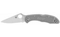 Spyderco, Spyderco, Delica4, Lightweight, 2.875" Folding Knife, VG10/Satin, Plain, Clip Point, Circle Thumb Hole/Pocket Clip, Grey FRN, Box