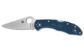 Spyderco, Delica 4, Folding Knife, 2.9" Drop Point Blade, 7.11" Overall Length, CPM SPY27 Blade Steel, Plain Edge, Satin Finish, Silver, Cobalt Blue FRN Handle, Back Lock