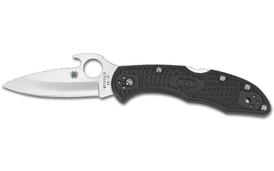 Spyderco, Delica 4, 2.9" Folding Knife, Clip Point, Plain Edge, VG10/Satin, Gray FRN, Emerson Wave/Circle Thumb Hole/Pocket Clip