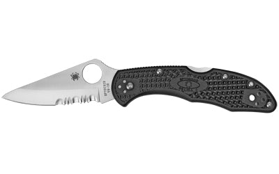 Spyderco, Delica 4, Lightweight, 3" Folding Knife, Spear Point, Combo Edge, VG10/Satin, Black FRN, Circle Thumb Hole/Pocket Clip