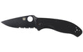 Spyderco, Tenacious, Folding Knife, 3.39" Blade, Combo Edge, VG10/Black Finish, Black G10 Frame, Circle Thumb Hole/Pocket Clip