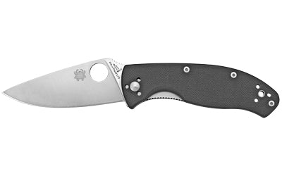 Spyderco, Tenacious, 3.39" Folding Knife, 8Cr13MoV/Satin, Plain, Circle Thumb Hole/Pocket Clip, Black G10, Box