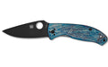 Spyderco, Tenacious, Folding Knife, 3.35" Drop Point Blade, D-2 Blade Steel, 7.74" Overall Length, R.I.L. Lock, Black Oxide Finish, Black Blade, Blue Titanium Handle with Disarray Finish