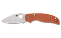 Spyderco, Sage 6, Folding Knife, 3" Drop Point Blade, 7.13" Overall Length, CPM REX 121 Blade Steel, Plain Edge, Satin Finish, Silver, Burnt Orange G-10 Handle, Button Release Compression Lock
