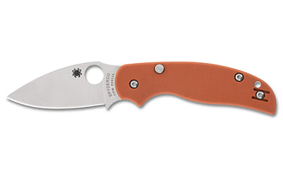 Spyderco, Sage 6, Folding Knife, 3" Drop Point Blade, 7.13" Overall Length, CPM REX 121 Blade Steel, Plain Edge, Satin Finish, Silver, Burnt Orange G-10 Handle, Button Release Compression Lock