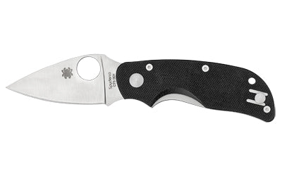 Spyderco, Cat, 2.44" Folding Knife, Plain Edge, 440C/Satin, Black G10, Circle Thumb Hole/Pocket Clip