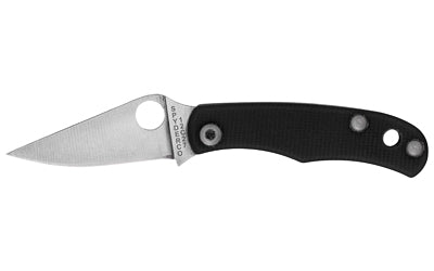 Spyderco, Bug, Folding Knife, 1.27" Drop Point Blade, 12C27 Blade Steel, 2.94" Overall Length, Slipjoint Lock, Satin Finish, Silver Blade, Black G-10 Handle
