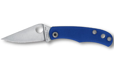 Spyderco, Bug, Folding Knife, 1.27" Drop Point Blade, 12C27 Blade Steel, 2.94" Overall Length, Slipjoint Lock,  Satin Finish, Silver Blade, Blue G-10 Handle